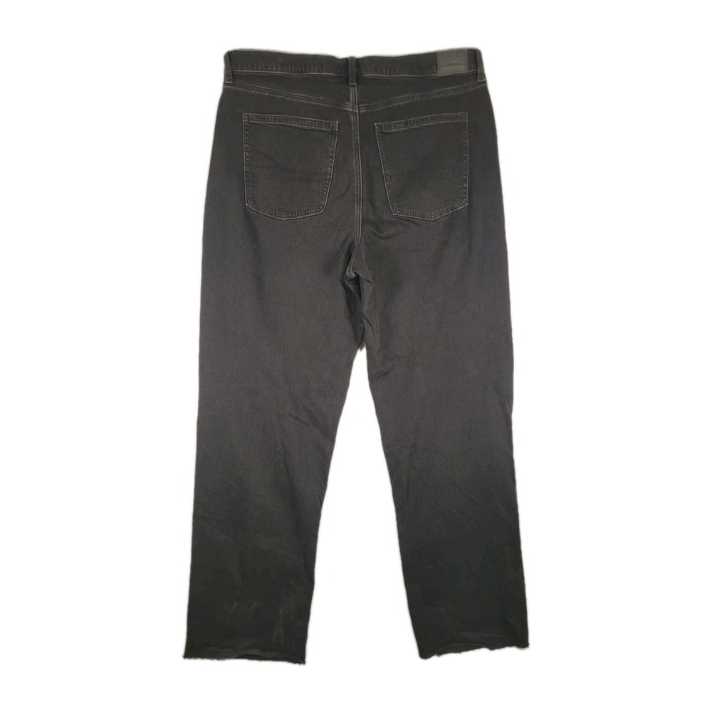 American Eagle Super High-Rise Baggy Straight Jeans Sz 14 X-Long‎ Black Strigid - Picture 3 of 11